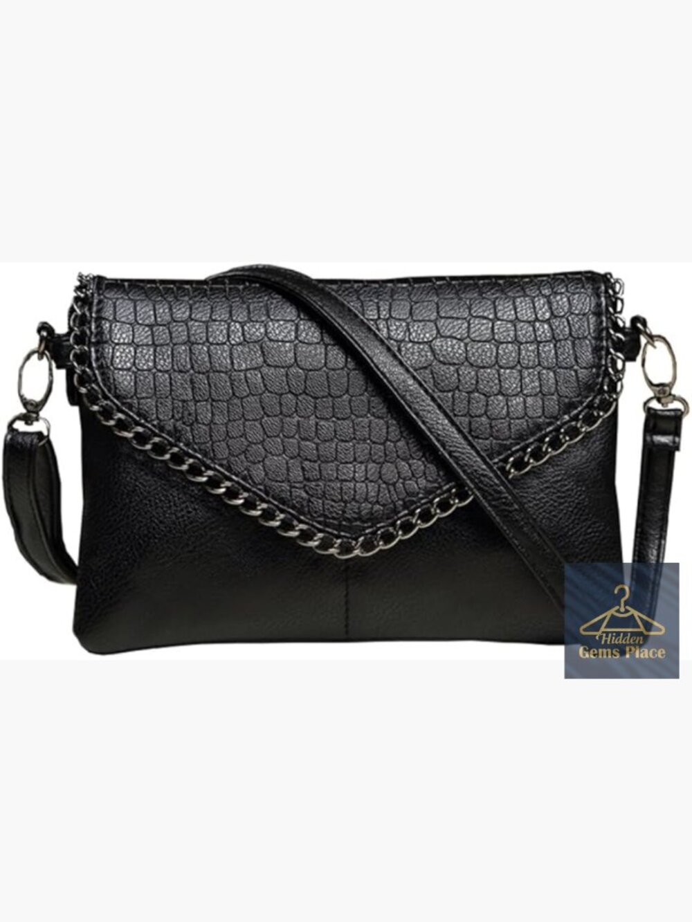 Vegan Leather Shoulder Bag Clutch Purse with Detachable Strap